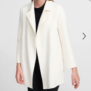 Theory Overlay Wool Cashmere Coat in Ivory Coast